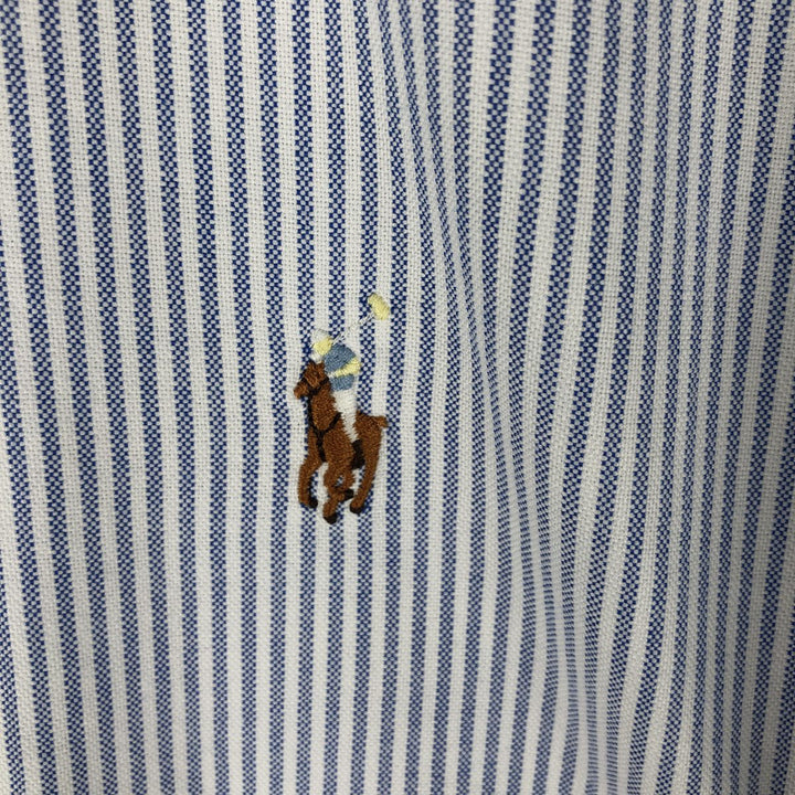 Ralph Lauren POLO by Ralph Lauren long-sleeved button-down striped shirt, made in Canada, men's size M cotton blue type Vintage Second Hand