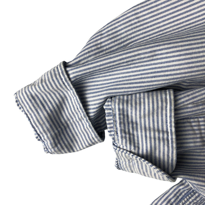 Ralph Lauren POLO by Ralph Lauren long-sleeved button-down striped shirt, made in Canada, men's size M cotton blue type Vintage Second Hand