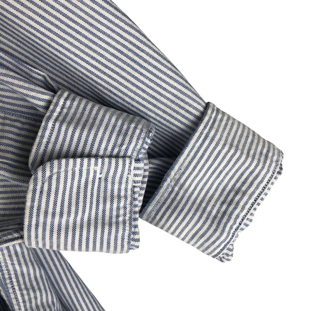 Ralph Lauren POLO by Ralph Lauren long-sleeved button-down striped shirt, made in Canada, men's size M cotton blue type Vintage Second Hand