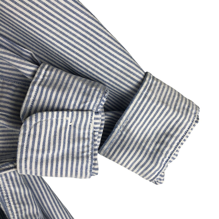 Ralph Lauren POLO by Ralph Lauren long-sleeved button-down striped shirt, made in Canada, men's size M cotton blue type Vintage Second Hand