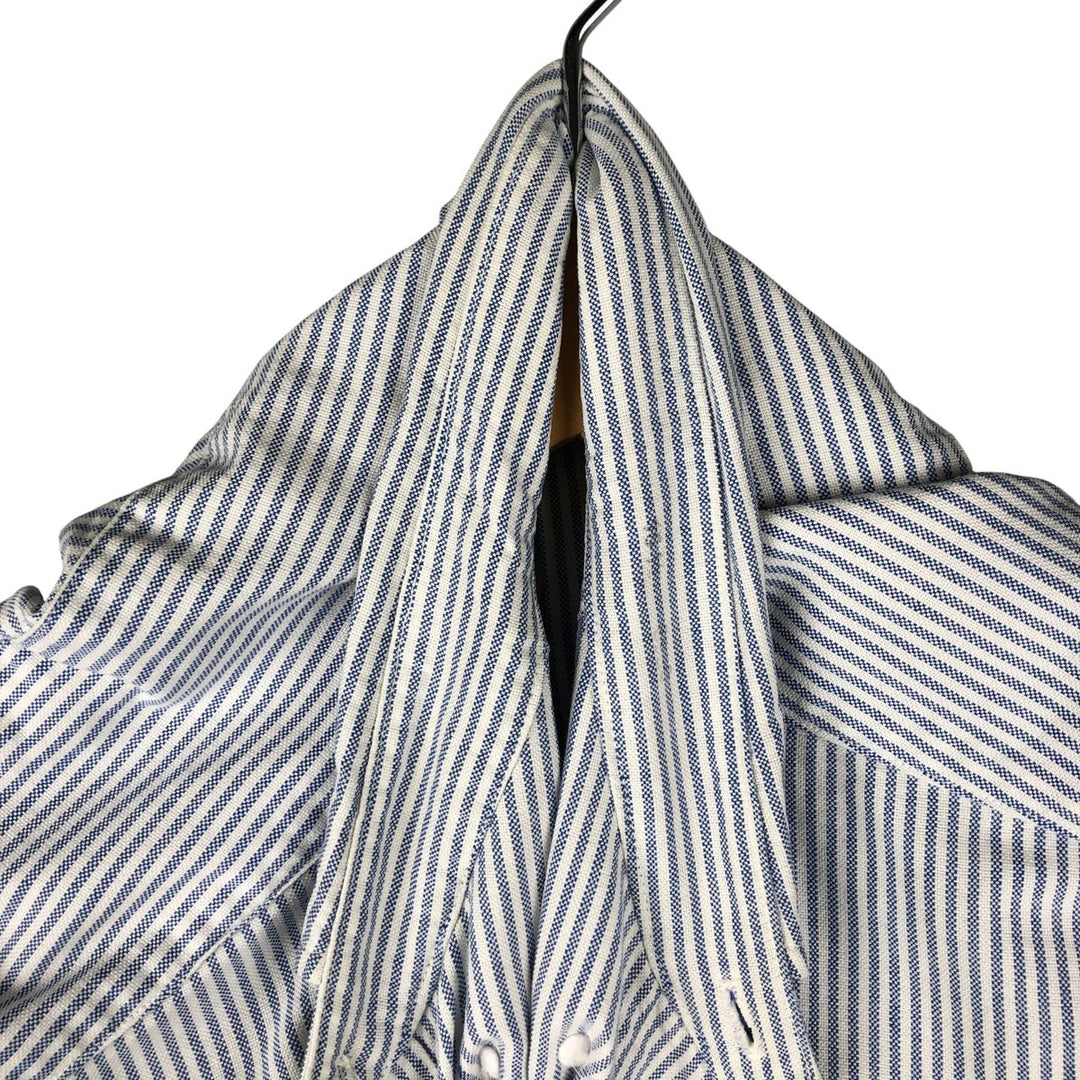 Ralph Lauren POLO by Ralph Lauren long-sleeved button-down striped shirt, made in Canada, men's size M cotton blue type Vintage Second Hand