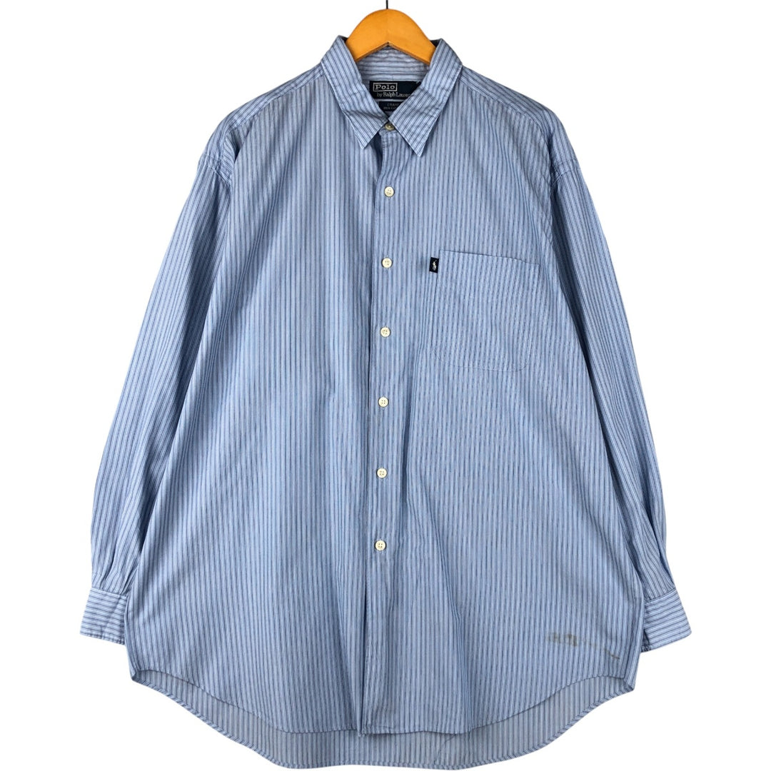 Ralph Lauren POLO by Ralph Lauren CRANE long-sleeved striped shirt, men's size XL cotton Blue type light blue Vintage Second Hand
