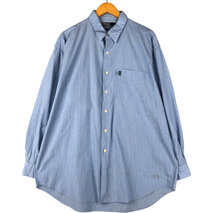 Ralph Lauren POLO by Ralph Lauren CRANE long-sleeved striped shirt, men's size XL cotton Blue type light blue Vintage Second Hand