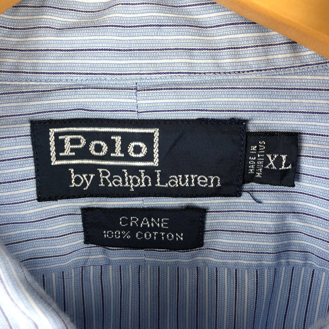 Ralph Lauren POLO by Ralph Lauren CRANE long-sleeved striped shirt, men's size XL cotton Blue type light blue Vintage Second Hand