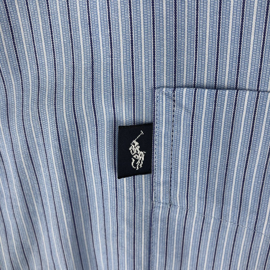 Ralph Lauren POLO by Ralph Lauren CRANE long-sleeved striped shirt, men's size XL cotton Blue type light blue Vintage Second Hand