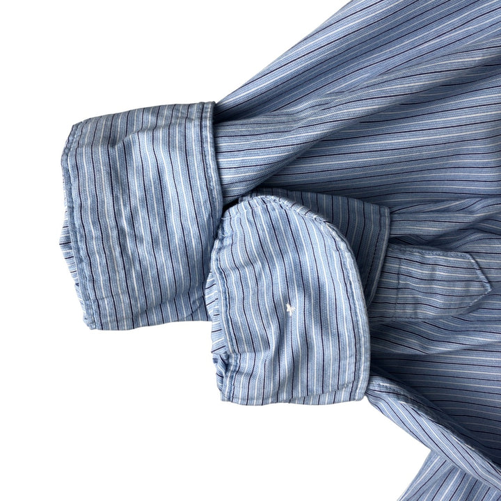 Ralph Lauren POLO by Ralph Lauren CRANE long-sleeved striped shirt, men's size XL cotton Blue type light blue Vintage Second Hand