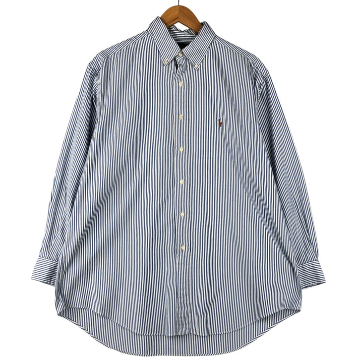 Ralph Lauren YARMOUTH Long Sleeve Button-Down Striped Shirt, Men's Size L cotton blue type Vintage Second Hand