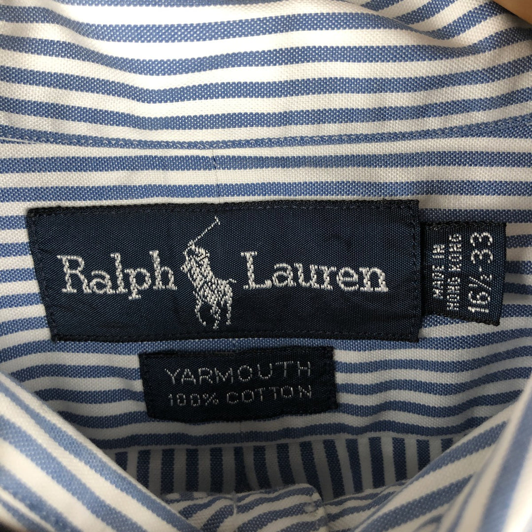 Ralph Lauren YARMOUTH Long Sleeve Button-Down Striped Shirt, Men's Size L cotton blue type Vintage Second Hand
