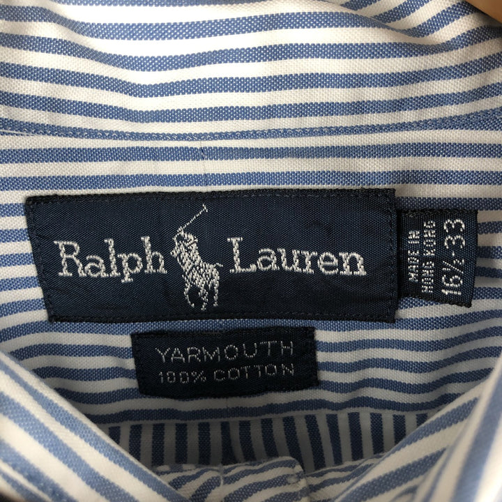 Ralph Lauren YARMOUTH Long Sleeve Button-Down Striped Shirt, Men's Size L cotton blue type Vintage Second Hand