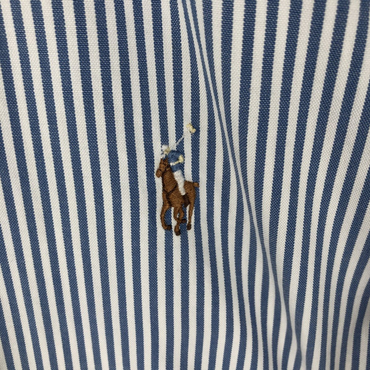 Ralph Lauren YARMOUTH Long Sleeve Button-Down Striped Shirt, Men's Size L cotton blue type Vintage Second Hand