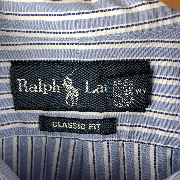 Ralph Lauren Classic Fit Long Sleeve Button Down Striped Shirt, Men's Size L cotton Blue type light blue Vintage Second Hand