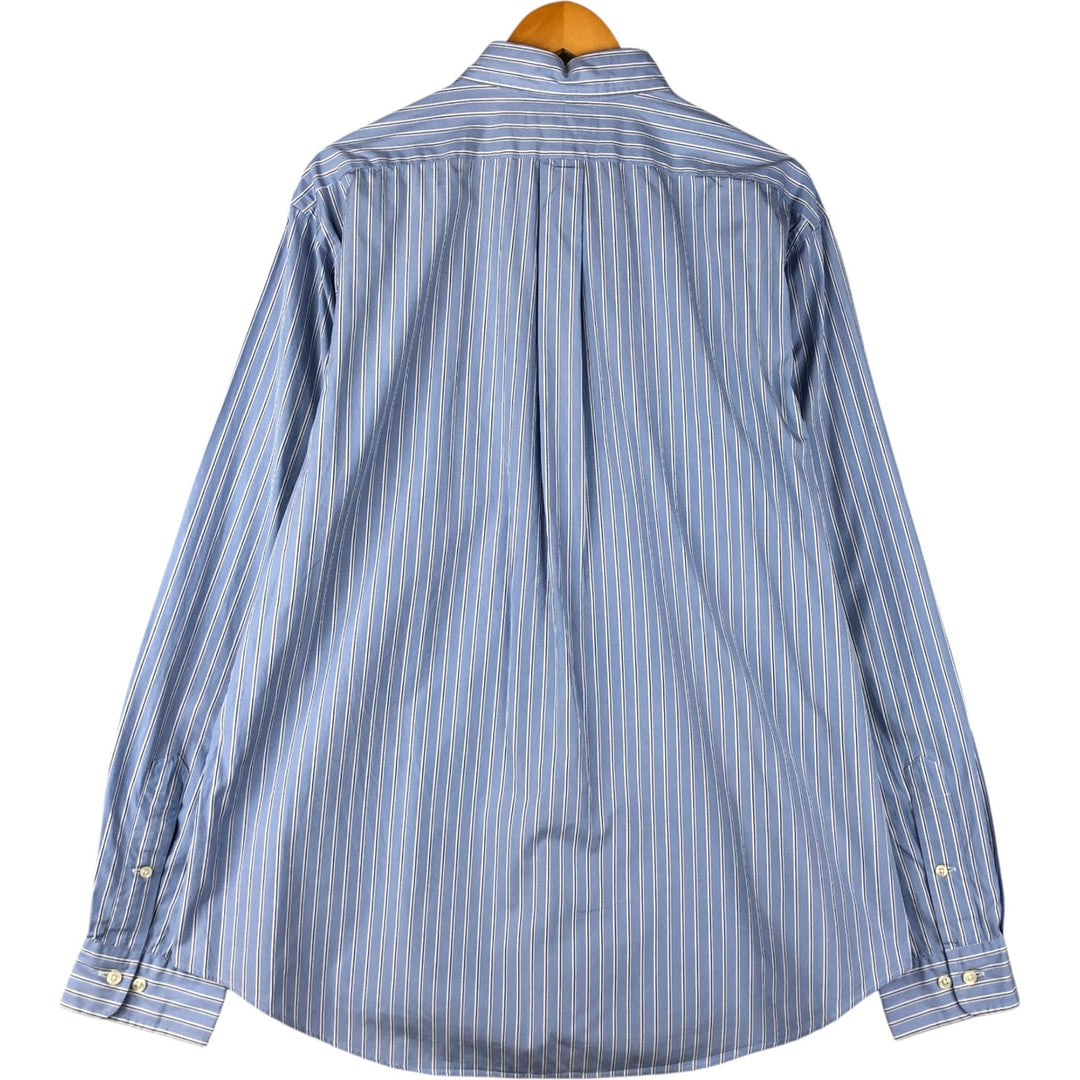 Ralph Lauren CUSTOM FIT long sleeve button down striped shirt men's XL size cotton Blue type light blue Vintage Second Hand
