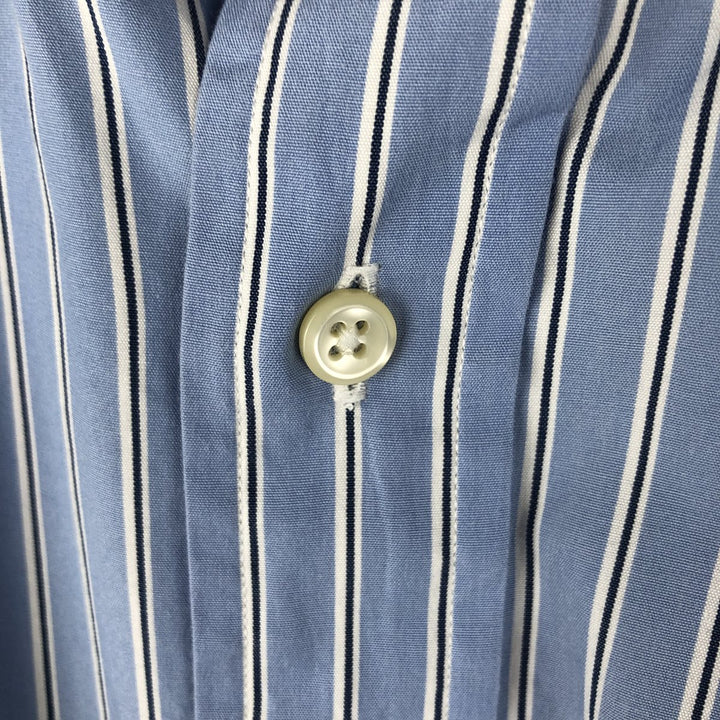 Ralph Lauren CUSTOM FIT long sleeve button down striped shirt men's XL size cotton Blue type light blue Vintage Second Hand