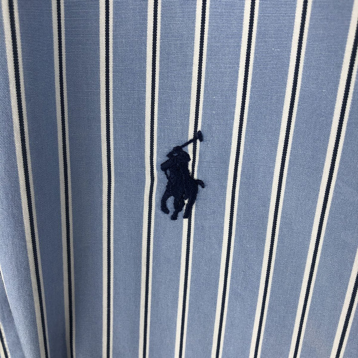 Ralph Lauren CUSTOM FIT long sleeve button down striped shirt men's XL size cotton Blue type light blue Vintage Second Hand