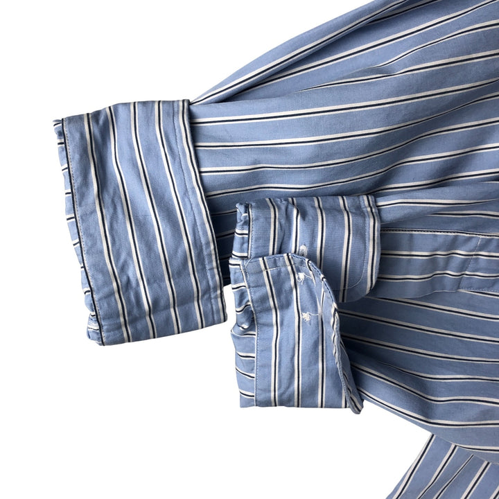 Ralph Lauren CUSTOM FIT long sleeve button down striped shirt men's XL size cotton Blue type light blue Vintage Second Hand