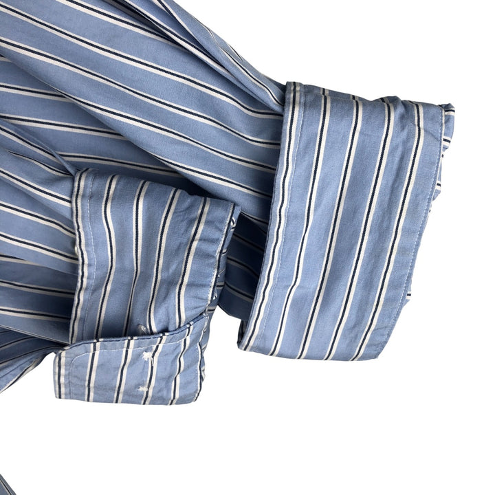 Ralph Lauren CUSTOM FIT long sleeve button down striped shirt men's XL size cotton Blue type light blue Vintage Second Hand