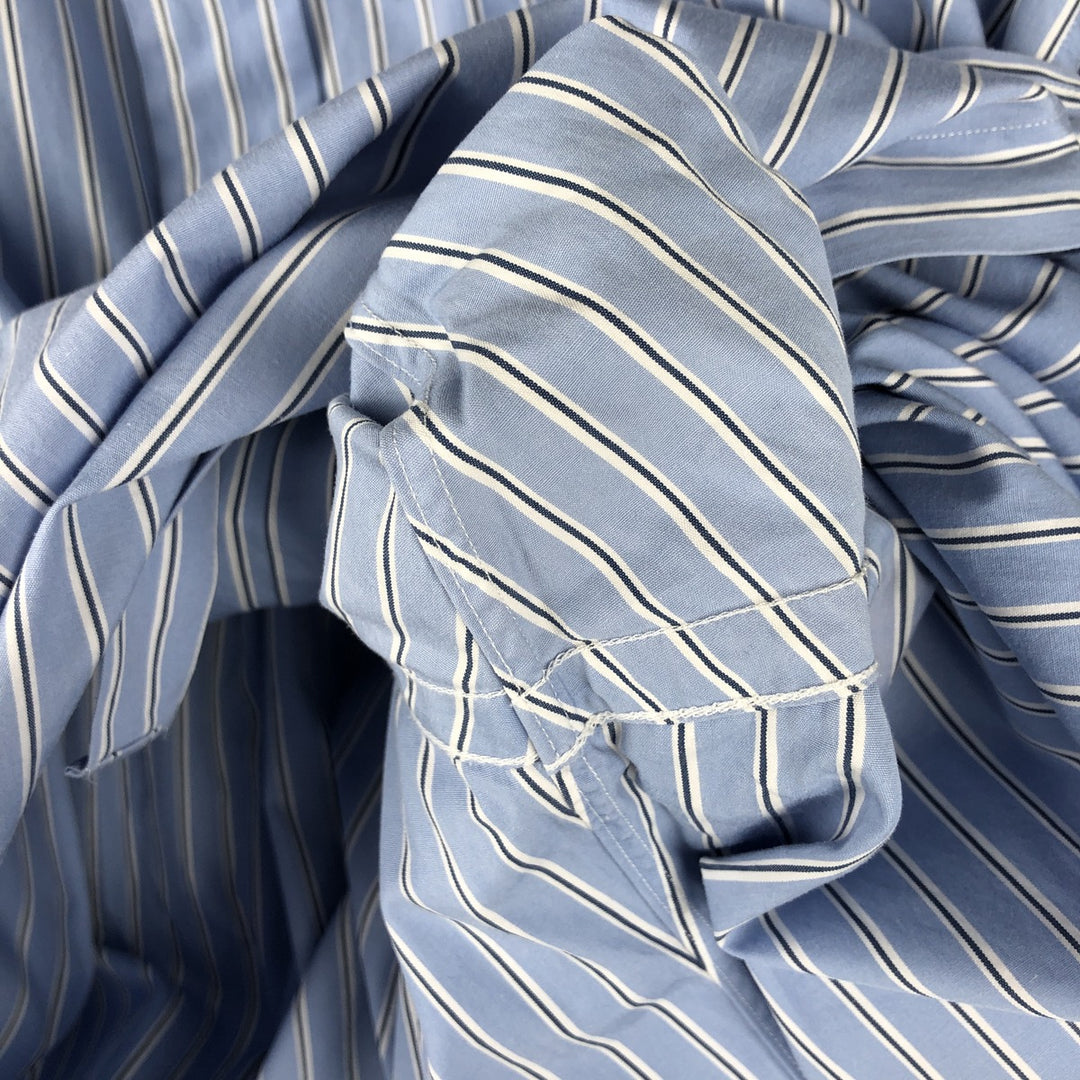 Ralph Lauren CUSTOM FIT long sleeve button down striped shirt men's XL size cotton Blue type light blue Vintage Second Hand