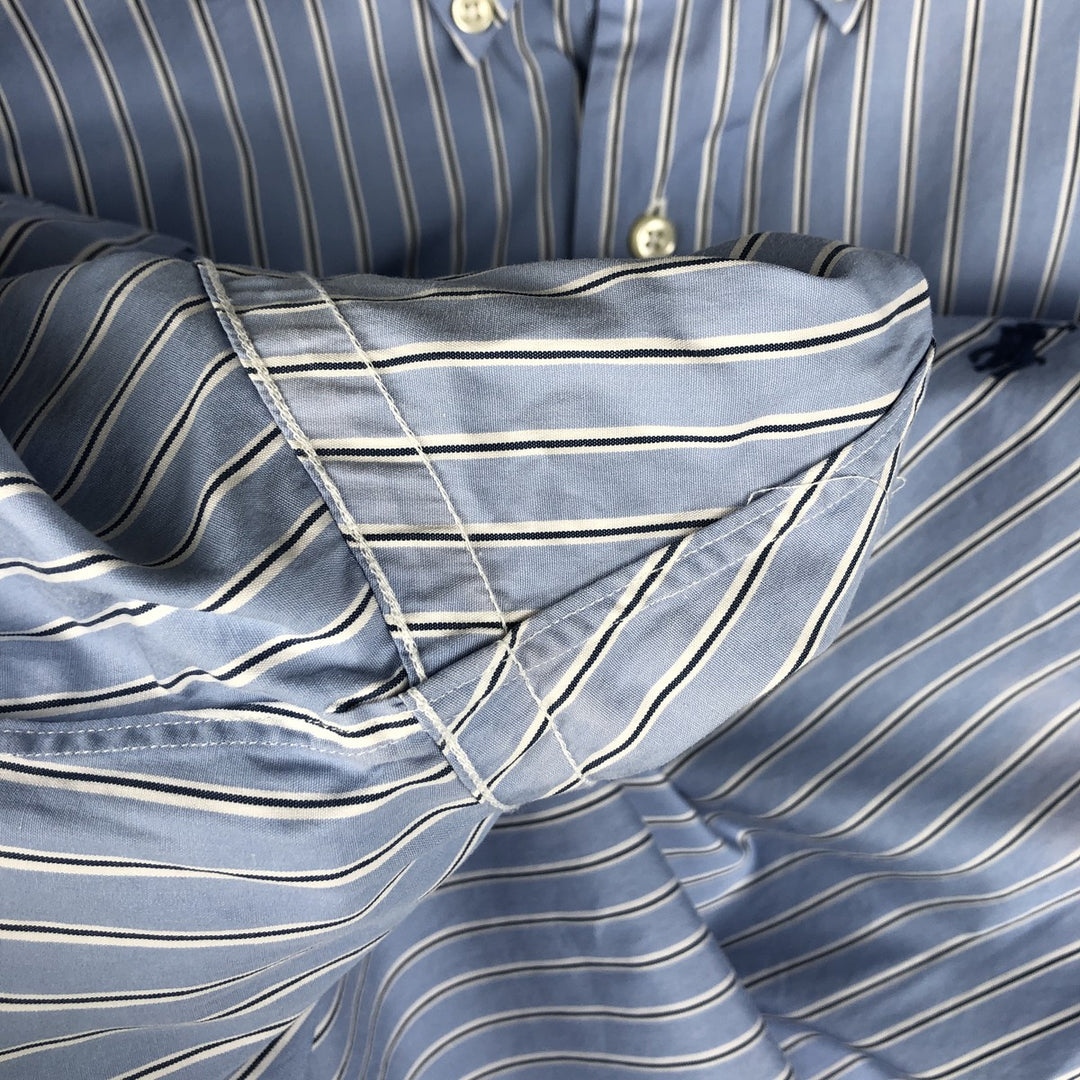 Ralph Lauren CUSTOM FIT long sleeve button down striped shirt men's XL size cotton Blue type light blue Vintage Second Hand