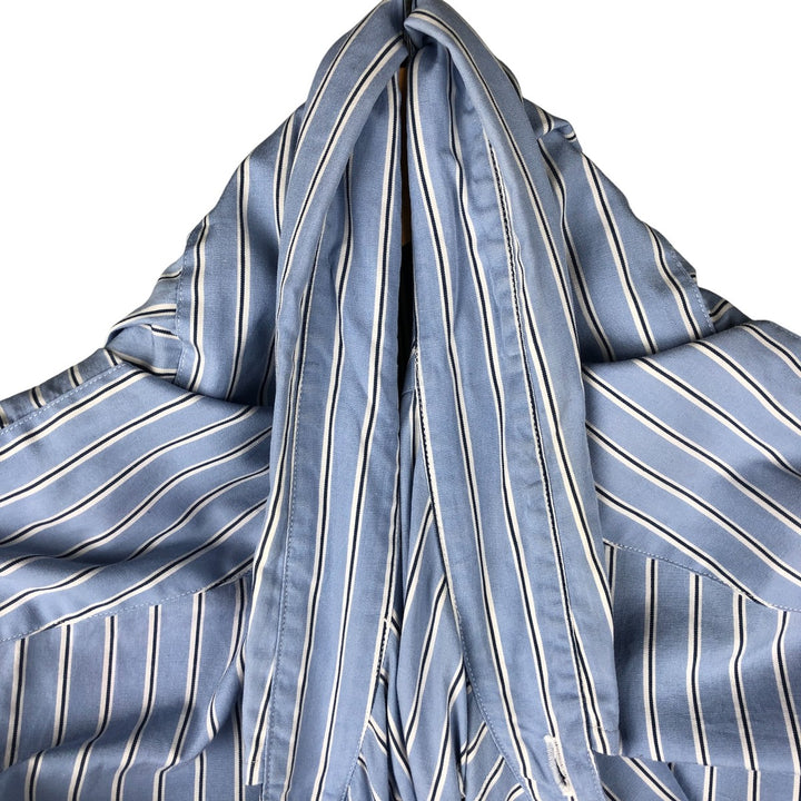 Ralph Lauren CUSTOM FIT long sleeve button down striped shirt men's XL size cotton Blue type light blue Vintage Second Hand