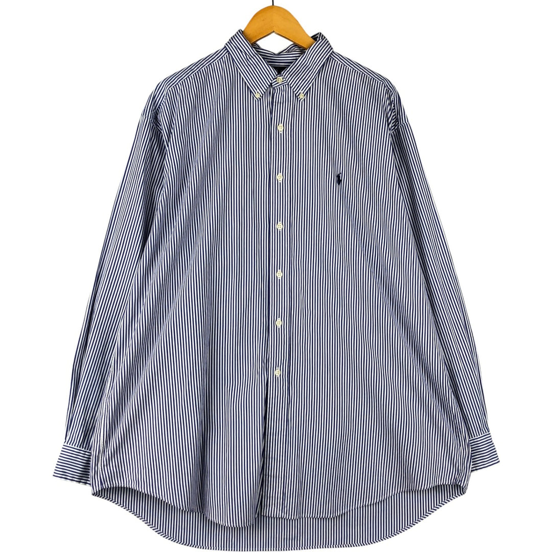 Ralph Lauren BLAKE long sleeve button-down striped shirt, men's size XL cotton blue type Vintage Second Hand