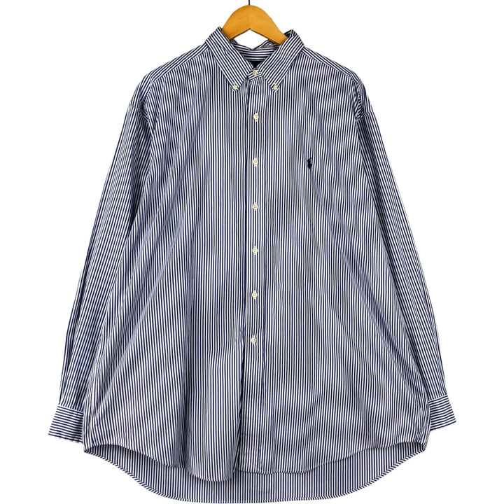 Ralph Lauren BLAKE long sleeve button-down striped shirt, men's size XL cotton blue type Vintage Second Hand