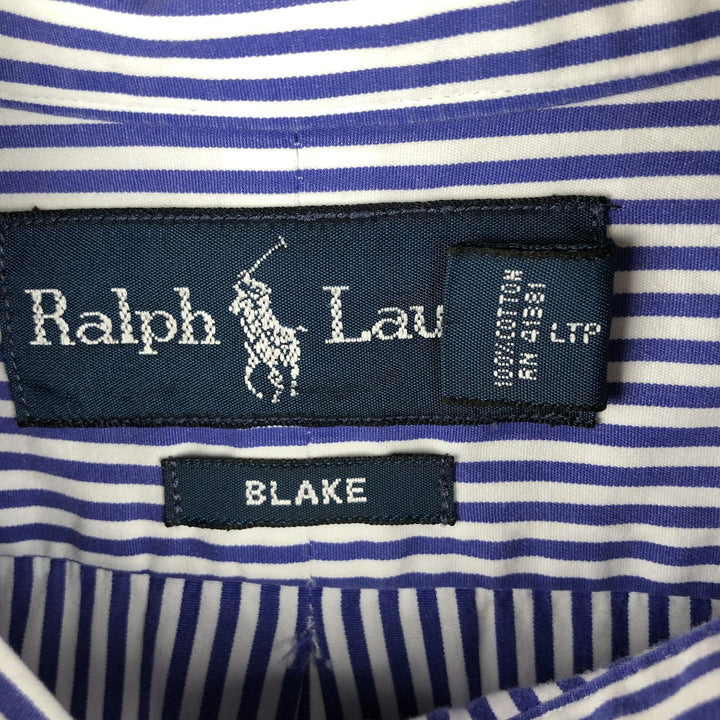 Ralph Lauren BLAKE long sleeve button-down striped shirt, men's size XL cotton blue type Vintage Second Hand