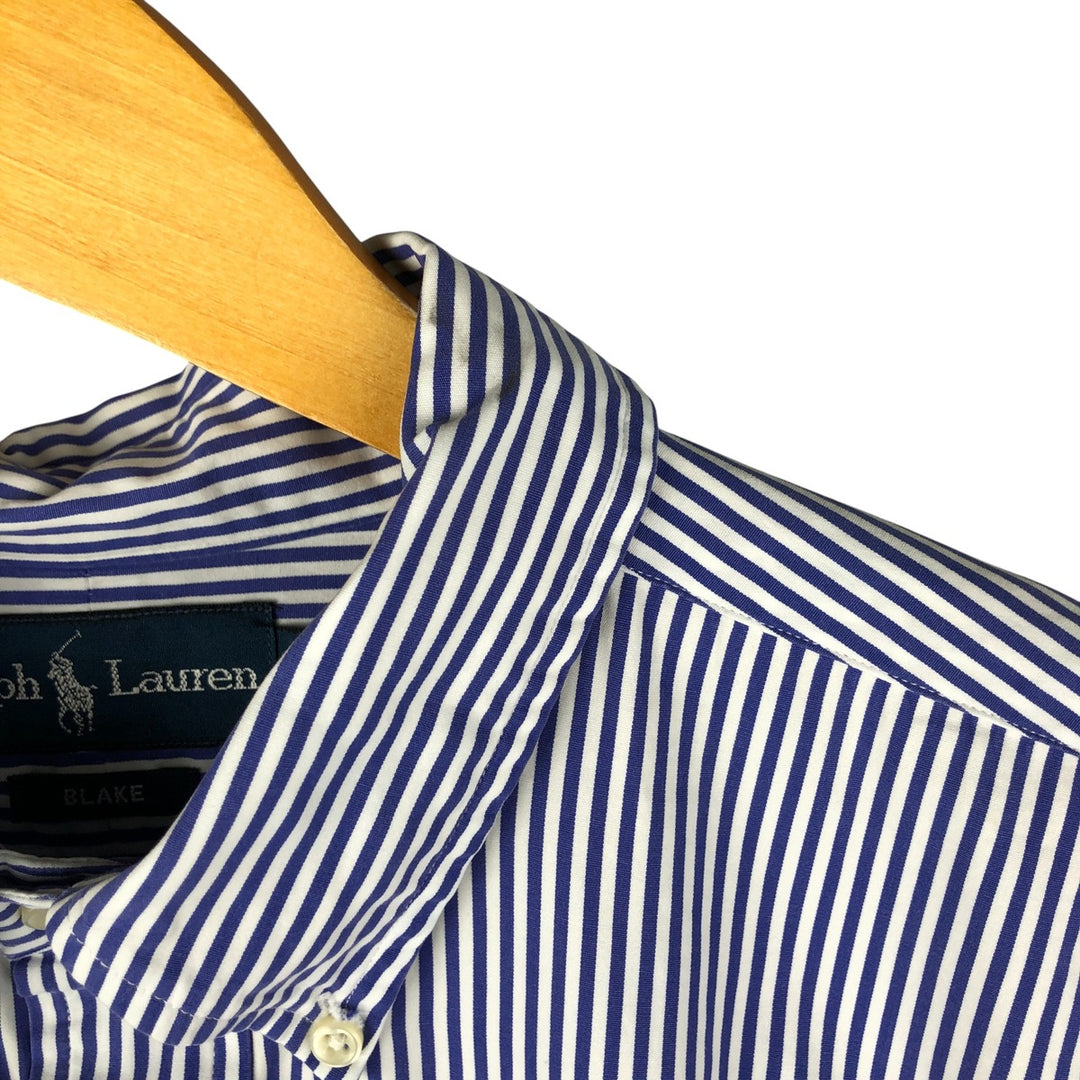 Ralph Lauren BLAKE long sleeve button-down striped shirt, men's size XL cotton blue type Vintage Second Hand