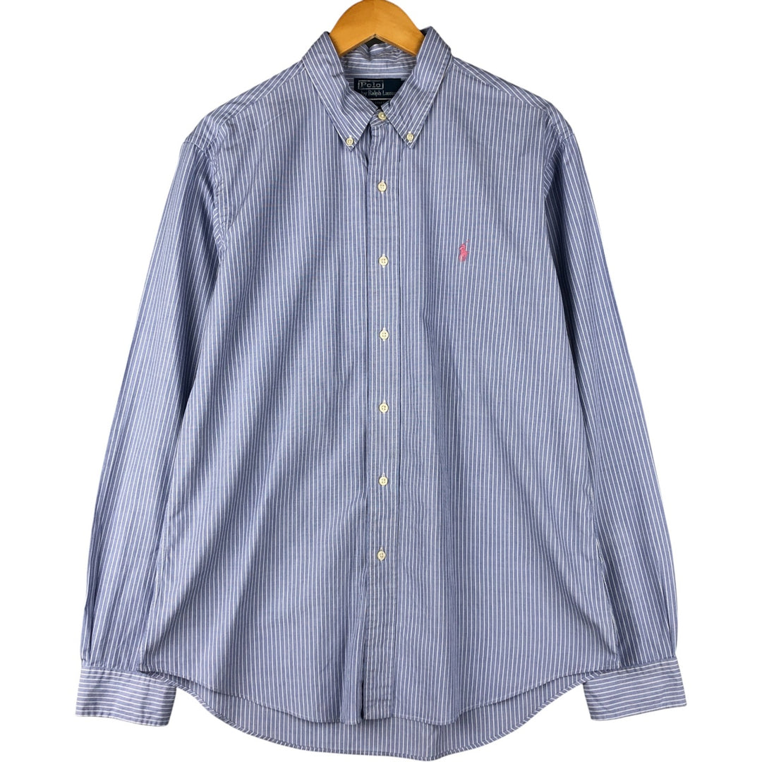 Ralph Lauren POLO by Ralph Lauren CUSTOM FIT DRESS SHIRT Long Sleeve Button-Down Striped Shirt Men's Size L cotton Purple type blue-purple Vintage Second Hand