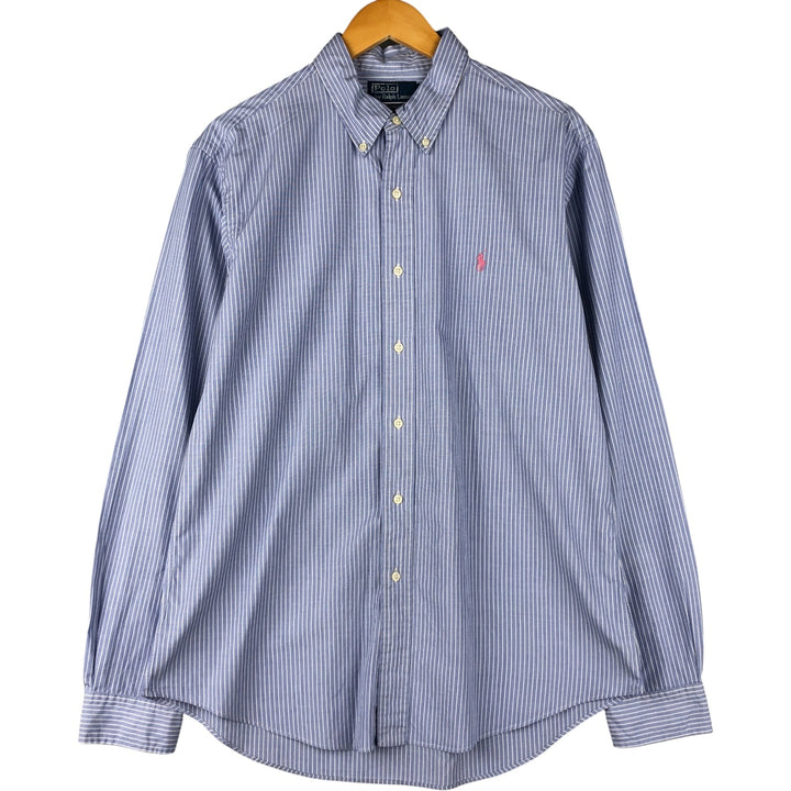 Ralph Lauren POLO by Ralph Lauren CUSTOM FIT DRESS SHIRT Long Sleeve Button-Down Striped Shirt Men's Size L cotton Purple type blue-purple Vintage Second Hand
