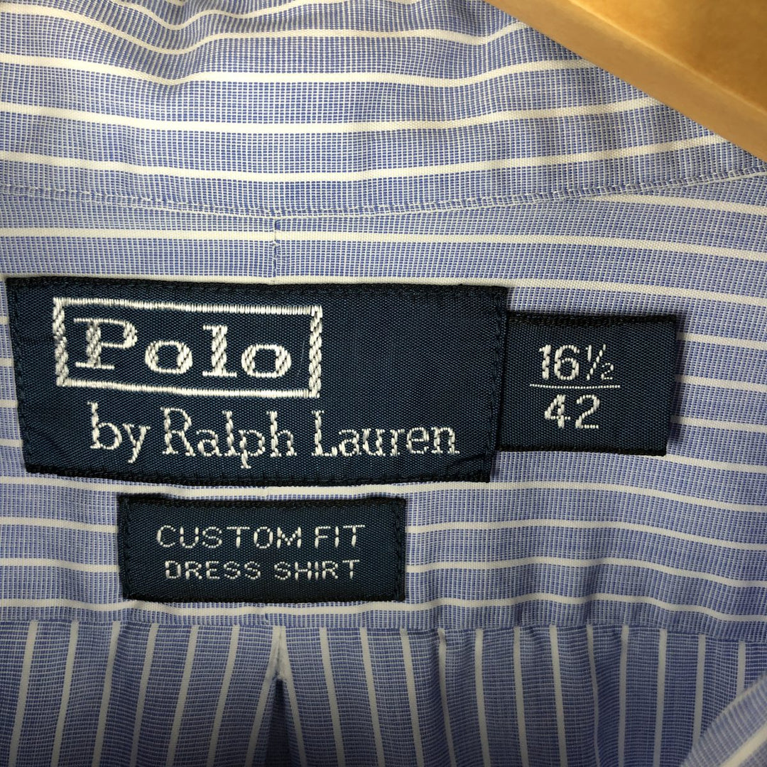 Ralph Lauren POLO by Ralph Lauren CUSTOM FIT DRESS SHIRT Long Sleeve Button-Down Striped Shirt Men's Size L cotton Purple type blue-purple Vintage Second Hand