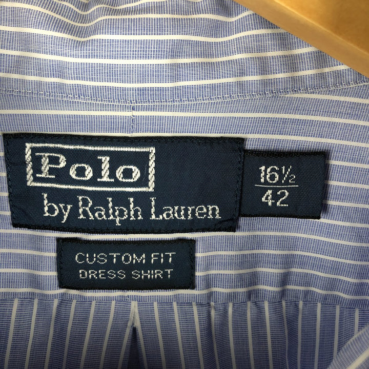 Ralph Lauren POLO by Ralph Lauren CUSTOM FIT DRESS SHIRT Long Sleeve Button-Down Striped Shirt Men's Size L cotton Purple type blue-purple Vintage Second Hand