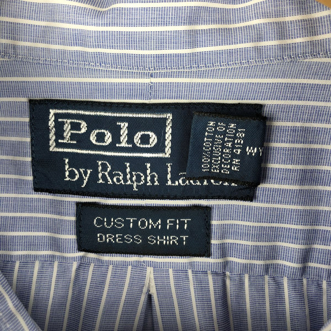 Ralph Lauren POLO by Ralph Lauren CUSTOM FIT DRESS SHIRT Long Sleeve Button-Down Striped Shirt Men's Size L cotton Purple type blue-purple Vintage Second Hand