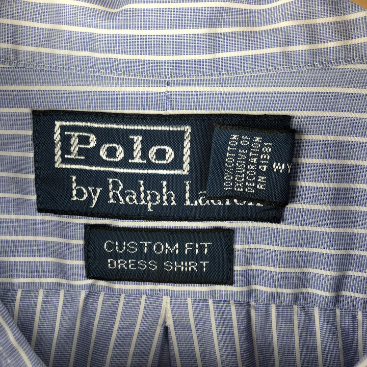 Ralph Lauren POLO by Ralph Lauren CUSTOM FIT DRESS SHIRT Long Sleeve Button-Down Striped Shirt Men's Size L cotton Purple type blue-purple Vintage Second Hand