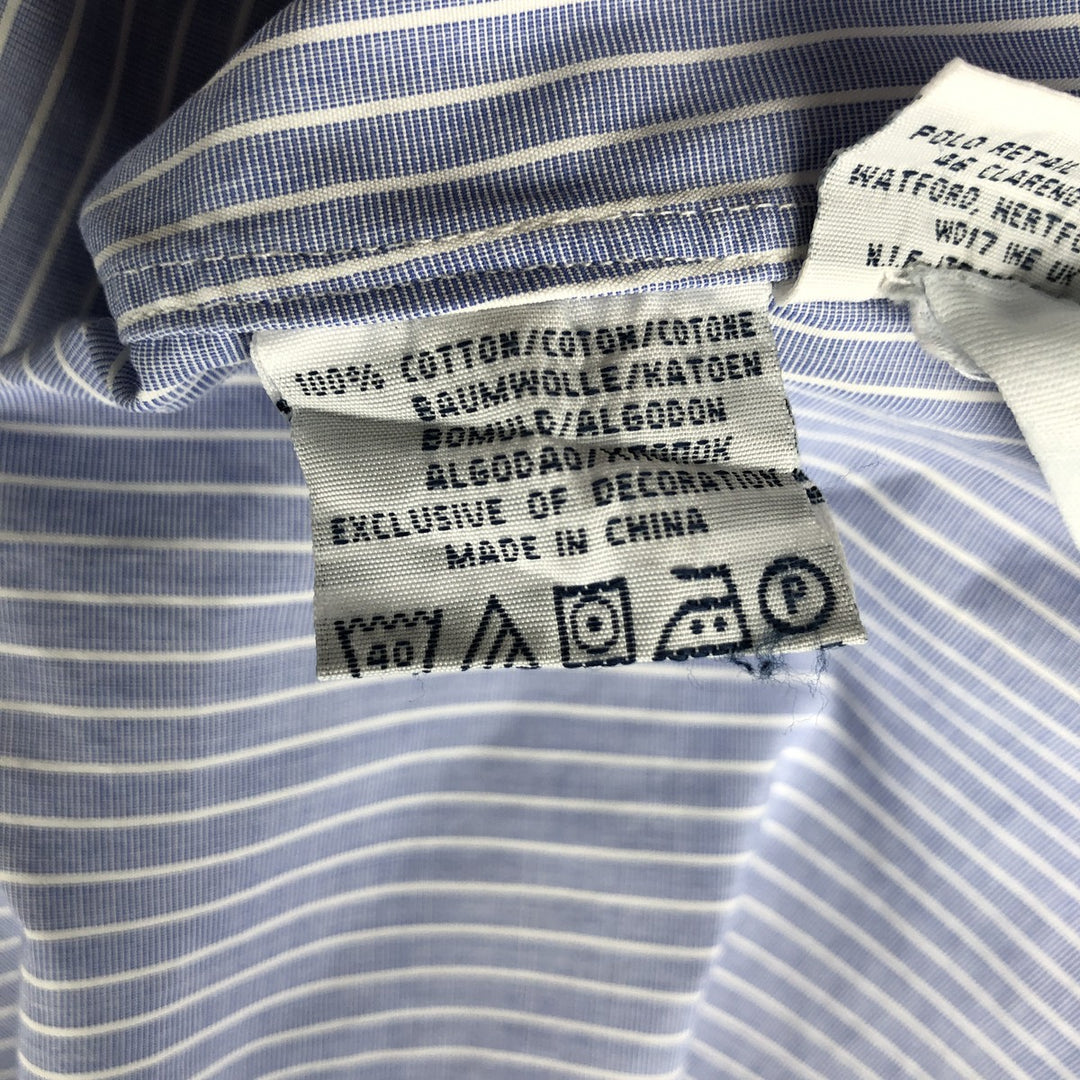 Ralph Lauren POLO by Ralph Lauren CUSTOM FIT DRESS SHIRT Long Sleeve Button-Down Striped Shirt Men's Size L cotton Purple type blue-purple Vintage Second Hand