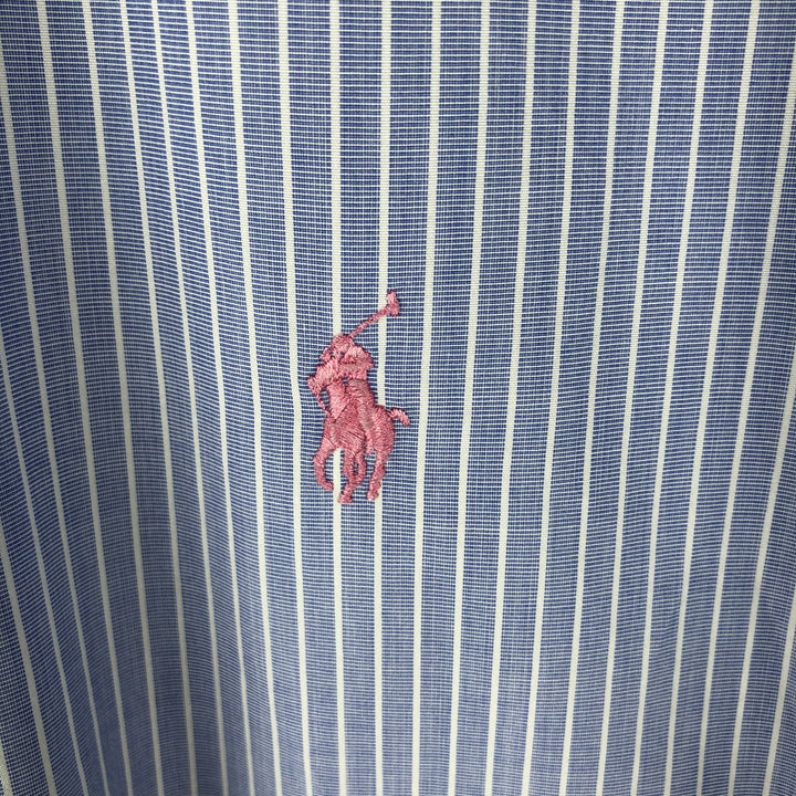 Ralph Lauren POLO by Ralph Lauren CUSTOM FIT DRESS SHIRT Long Sleeve Button-Down Striped Shirt Men's Size L cotton Purple type blue-purple Vintage Second Hand
