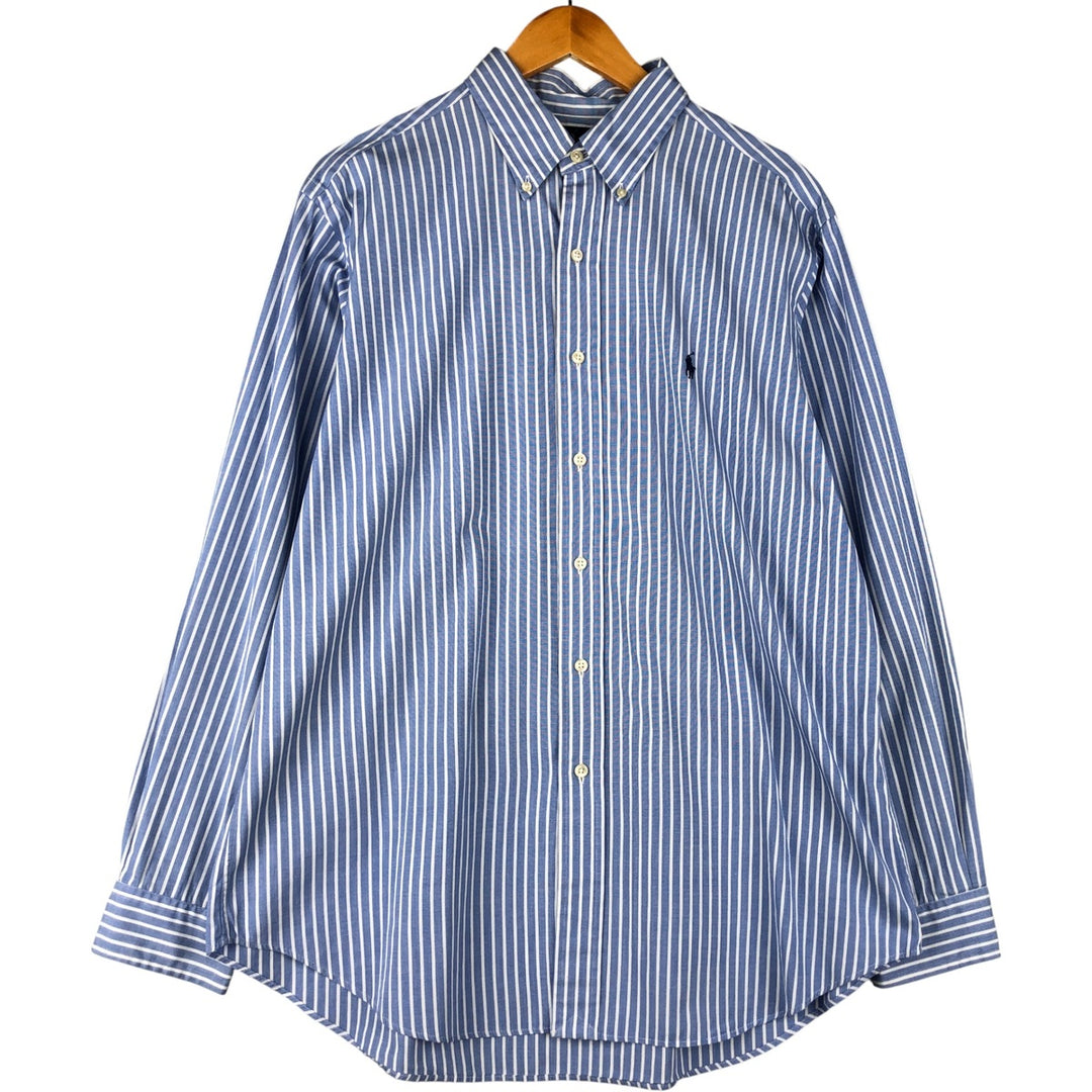 Ralph Lauren Classic Fit Long Sleeve Button Down Striped Shirt, Men's Size L cotton blue type Vintage Second Hand
