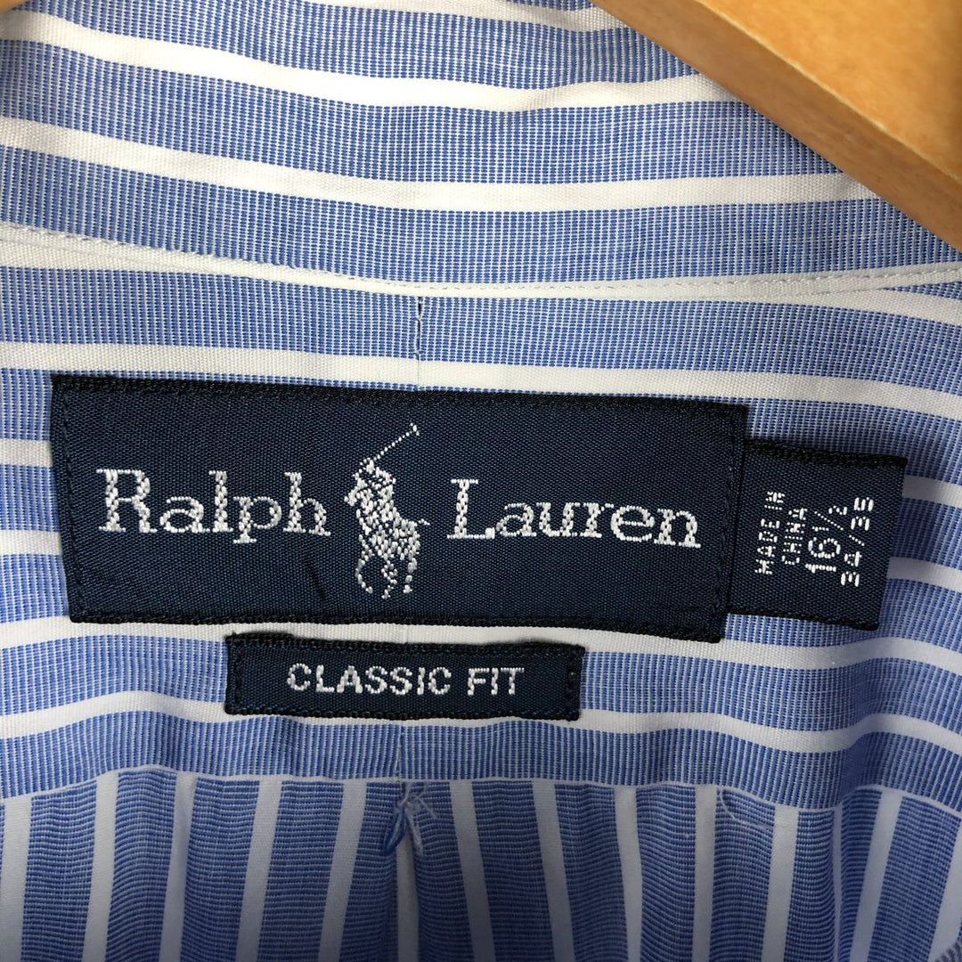 Ralph Lauren Classic Fit Long Sleeve Button Down Striped Shirt, Men's Size L cotton blue type Vintage Second Hand
