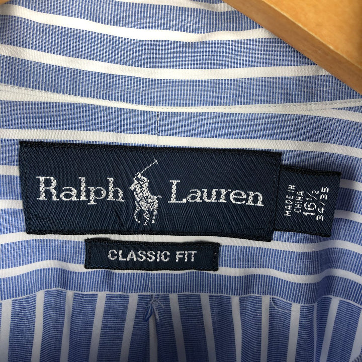 Ralph Lauren Classic Fit Long Sleeve Button Down Striped Shirt, Men's Size L cotton blue type Vintage Second Hand