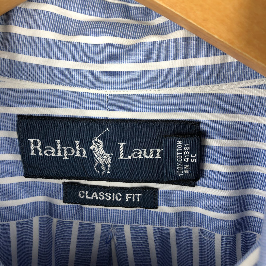 Ralph Lauren Classic Fit Long Sleeve Button Down Striped Shirt, Men's Size L cotton blue type Vintage Second Hand