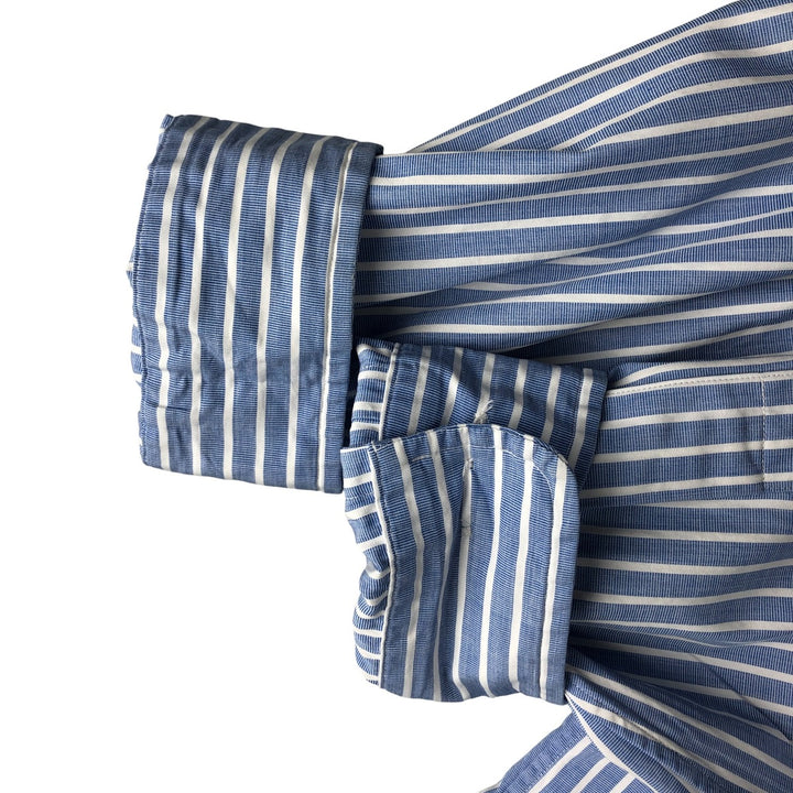Ralph Lauren Classic Fit Long Sleeve Button Down Striped Shirt, Men's Size L cotton blue type Vintage Second Hand