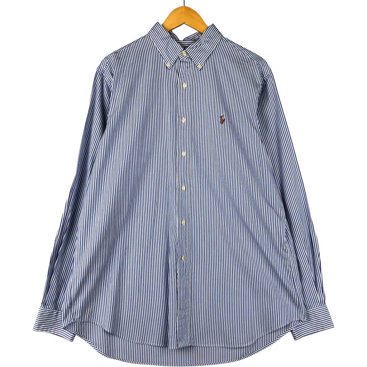 Ralph Lauren Classic Fit Long Sleeve Button Down Striped Shirt, Men's Size L cotton blue type Vintage Second Hand