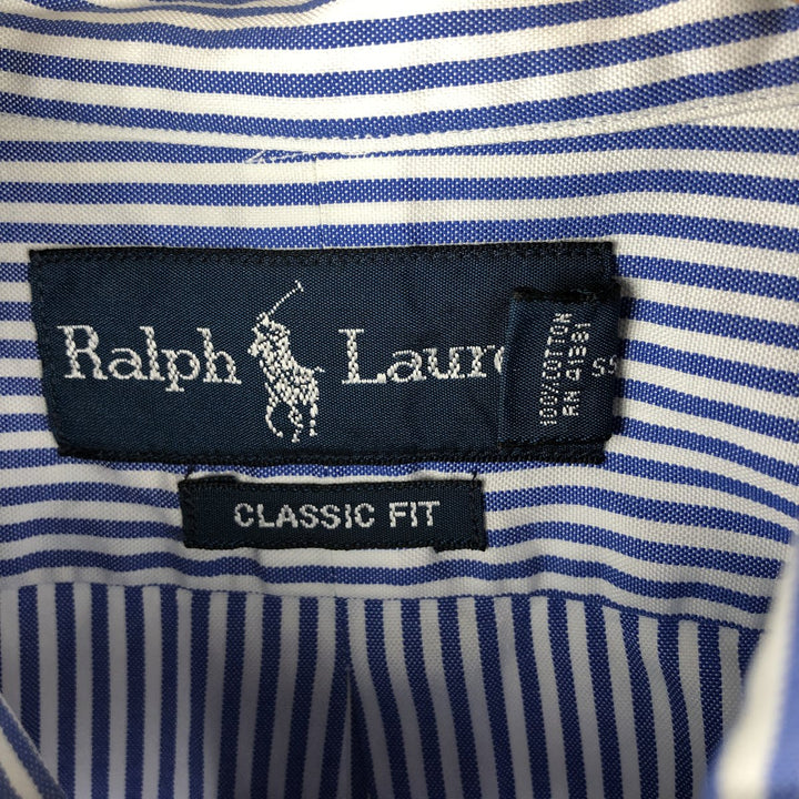 Ralph Lauren Classic Fit Long Sleeve Button Down Striped Shirt, Men's Size L cotton blue type Vintage Second Hand