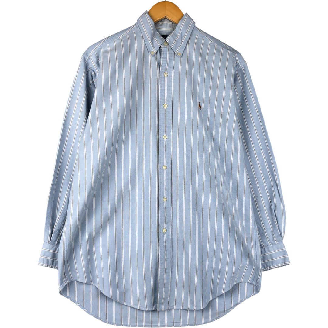 Ralph Lauren Classic Fit Long Sleeve Button Down Striped Shirt, Men's M cotton Blue type light blue Vintage Second Hand