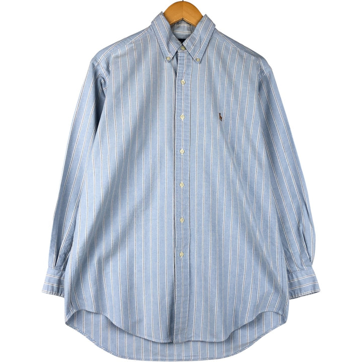 Ralph Lauren Classic Fit Long Sleeve Button Down Striped Shirt, Men's M cotton Blue type light blue Vintage Second Hand