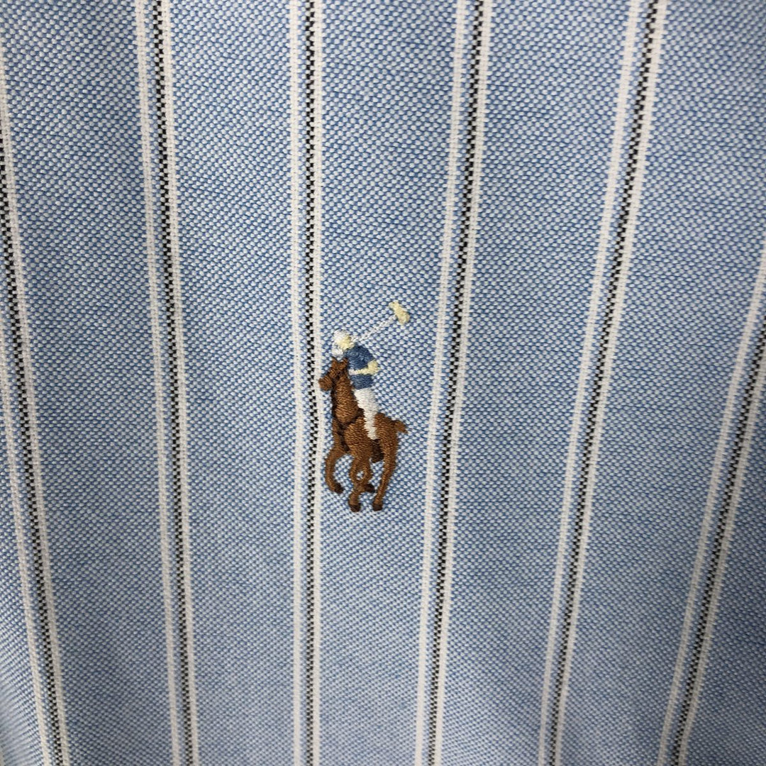 Ralph Lauren Classic Fit Long Sleeve Button Down Striped Shirt, Men's M cotton Blue type light blue Vintage Second Hand