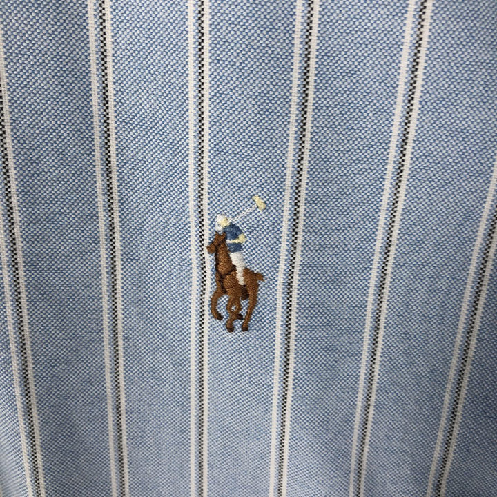 Ralph Lauren Classic Fit Long Sleeve Button Down Striped Shirt, Men's M cotton Blue type light blue Vintage Second Hand