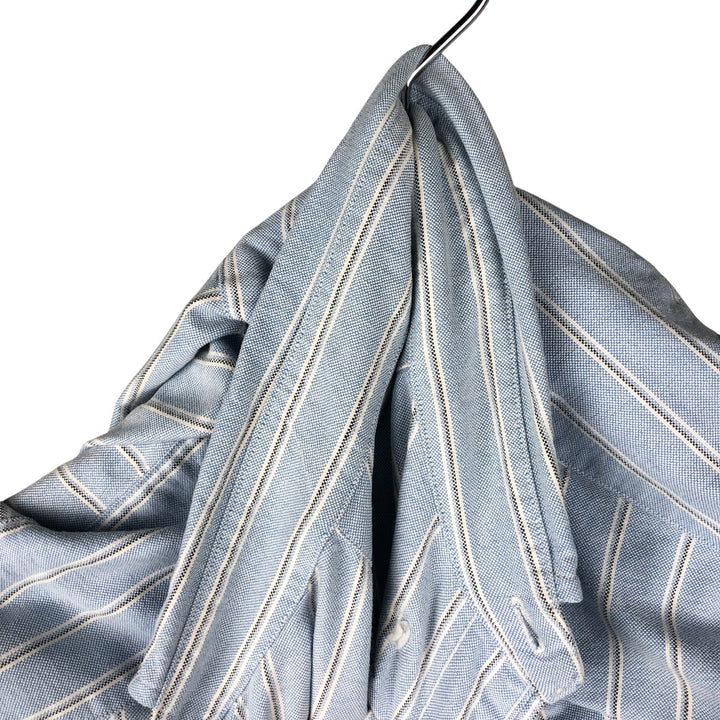 Ralph Lauren Classic Fit Long Sleeve Button Down Striped Shirt, Men's M cotton Blue type light blue Vintage Second Hand