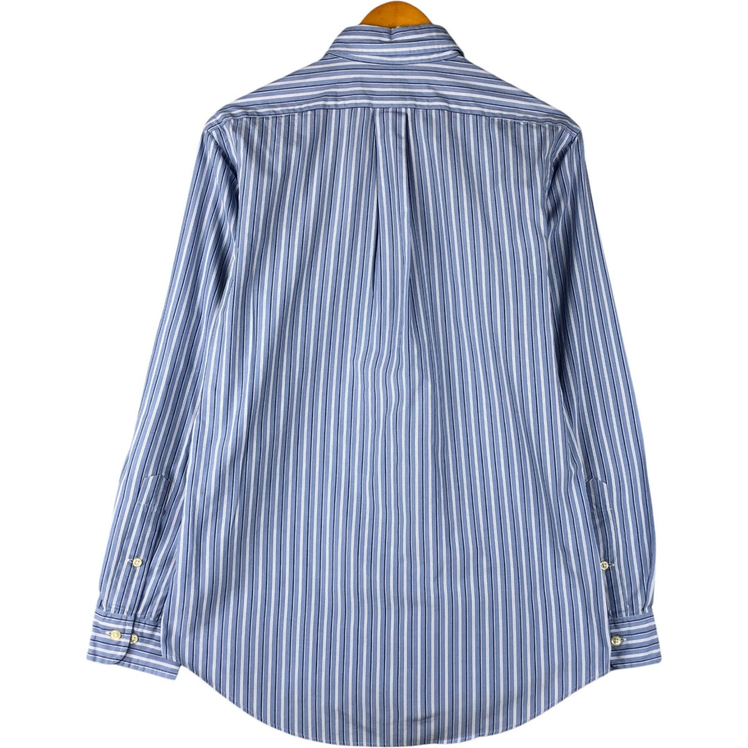 Ralph Lauren CUSTOM FIT long sleeve button down striped shirt men's size M cotton Blue type light blue Vintage Second Hand