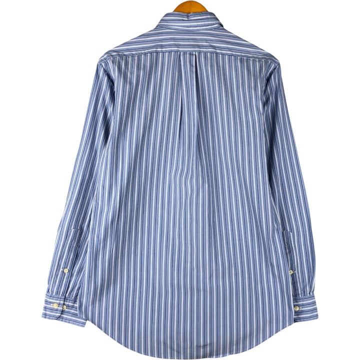 Ralph Lauren CUSTOM FIT long sleeve button down striped shirt men's size M cotton Blue type light blue Vintage Second Hand