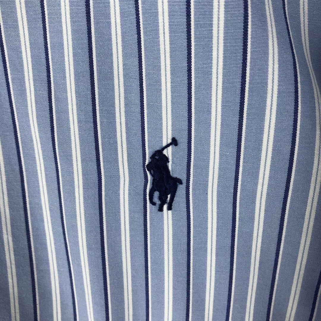 Ralph Lauren CUSTOM FIT long sleeve button down striped shirt men's size M cotton Blue type light blue Vintage Second Hand